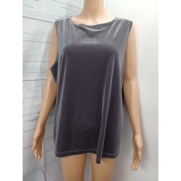 Chico's Travelers Collection Velvet Tank Top Sz 3 (L) Brown Sleeveless - Picture 1 of 9